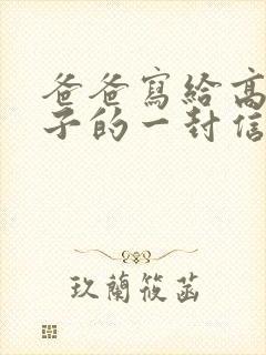 爸爸写给高三儿子的一封信