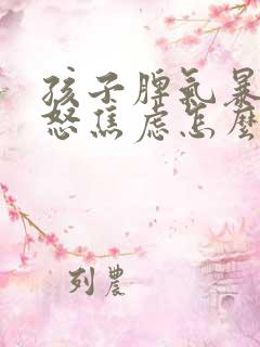 孩子脾气暴躁易怒焦虑怎么办