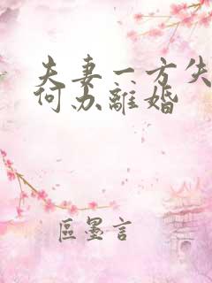 夫妻一方失踪如何办离婚