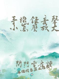 手机录音声音太小怎么放大