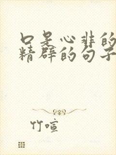 口是心非的人最精辟的句子