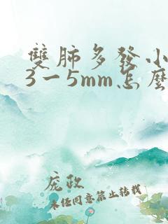 双肺多发小结节3一5mm怎么办