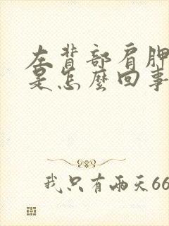 左背部肩胛骨麻是怎么回事