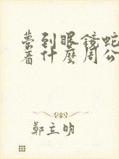 梦到眼镜蛇预示着什么周公解梦