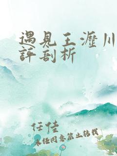 遇见王沥川的剧评剖析