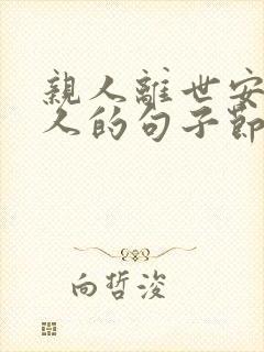 亲人离世安慰亲人的句子节哀短句