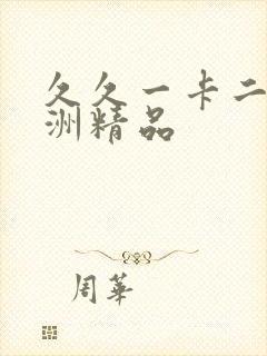 久久一卡二卡亚洲精品