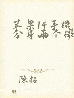 苹果14手机能分身两个微信吗