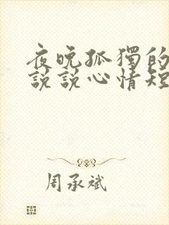 夜晚孤独的句子说说心情短语