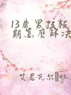 13岁男孩叛逆期怎么解决