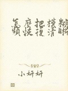 怎么把模糊的视频恢复清晰