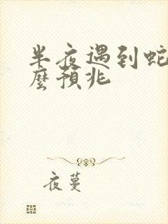 半夜遇到蛇是什么预兆