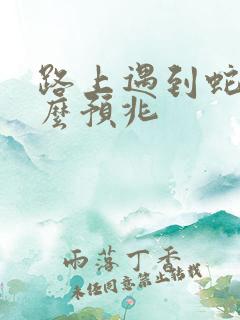 路上遇到蛇是什么预兆