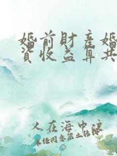 婚前财产婚后投资收益算共同财产吗