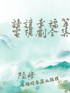 请让幸福等等我电视剧全集