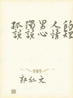 孤独男人的句子说说心情短语