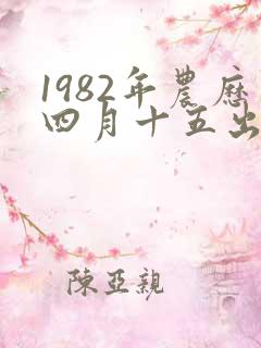 1982年农历四月十五出生的命运