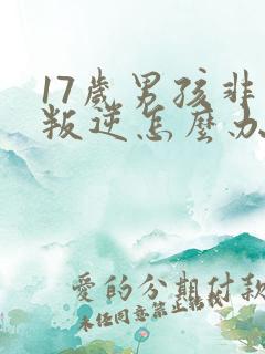 17岁男孩非常叛逆怎么办