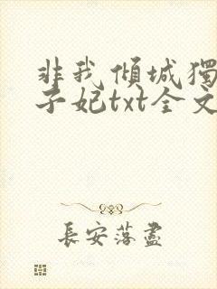 非我倾城独宠太子妃txt全文下载