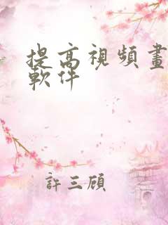 提高视频画质的软件