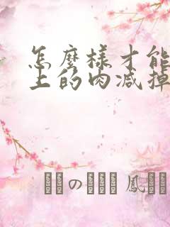 怎么样才能肚子上的肉减掉