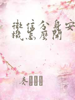 微信分身安卓手机怎么开