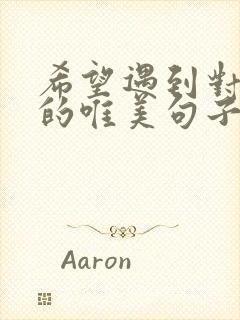 希望遇到对的人的唯美句子