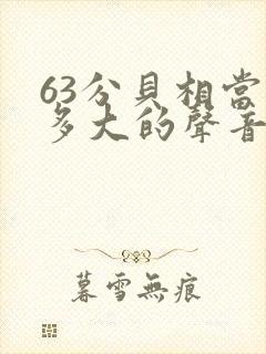 63分贝相当于多大的声音