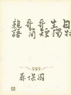 亲哥哥生日祝福语 简短独特