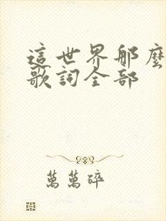 这世界那么多人歌词全部