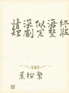 情深似海终成空短剧完整版