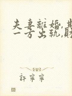 夫妻离婚,其中一方出轨,财产该如何分配