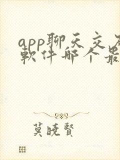 app聊天交友软件哪个最火