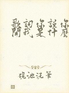 歌词你说你要离开我是什么歌