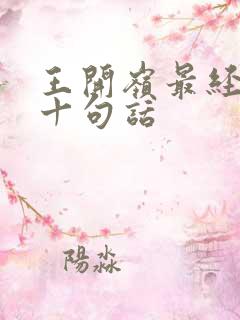 王开岭最经典的十句话