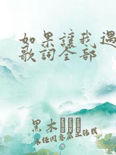 如果让我遇见你歌词全部