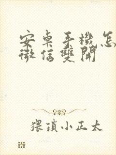 安卓手机怎么搞微信双开