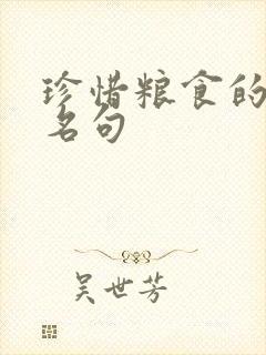 珍惜粮食的名言名句