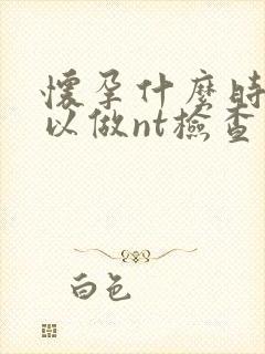 怀孕什么时候可以做nt检查