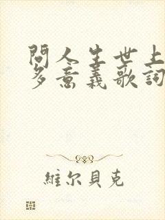 问人生世上有几多意义歌词是什么意思