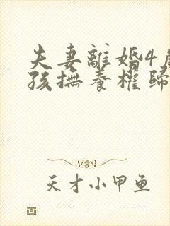 夫妻离婚4岁女孩抚养权归谁