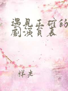 遇见正确的你短剧演员表