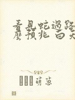 看见蛇过路有什么预兆 白天