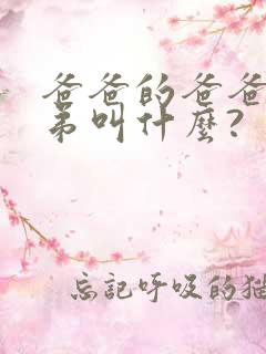 爸爸的爸爸的弟弟叫什么?