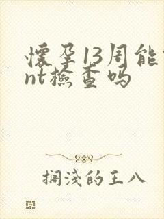 怀孕13周能做nt检查吗