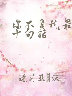 你不负我最经典十句话