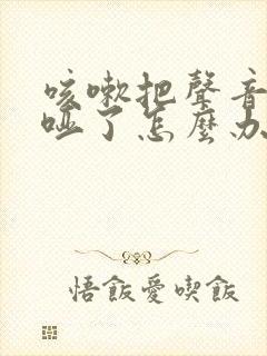 咳嗽把声音咳嘶哑了怎么办