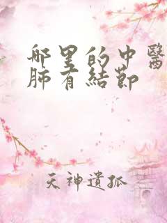 哪里的中医调理肺有结节