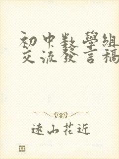 初中数学组经验交流发言稿