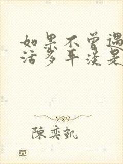 如果不曾遇见生活多平淡是什么歌